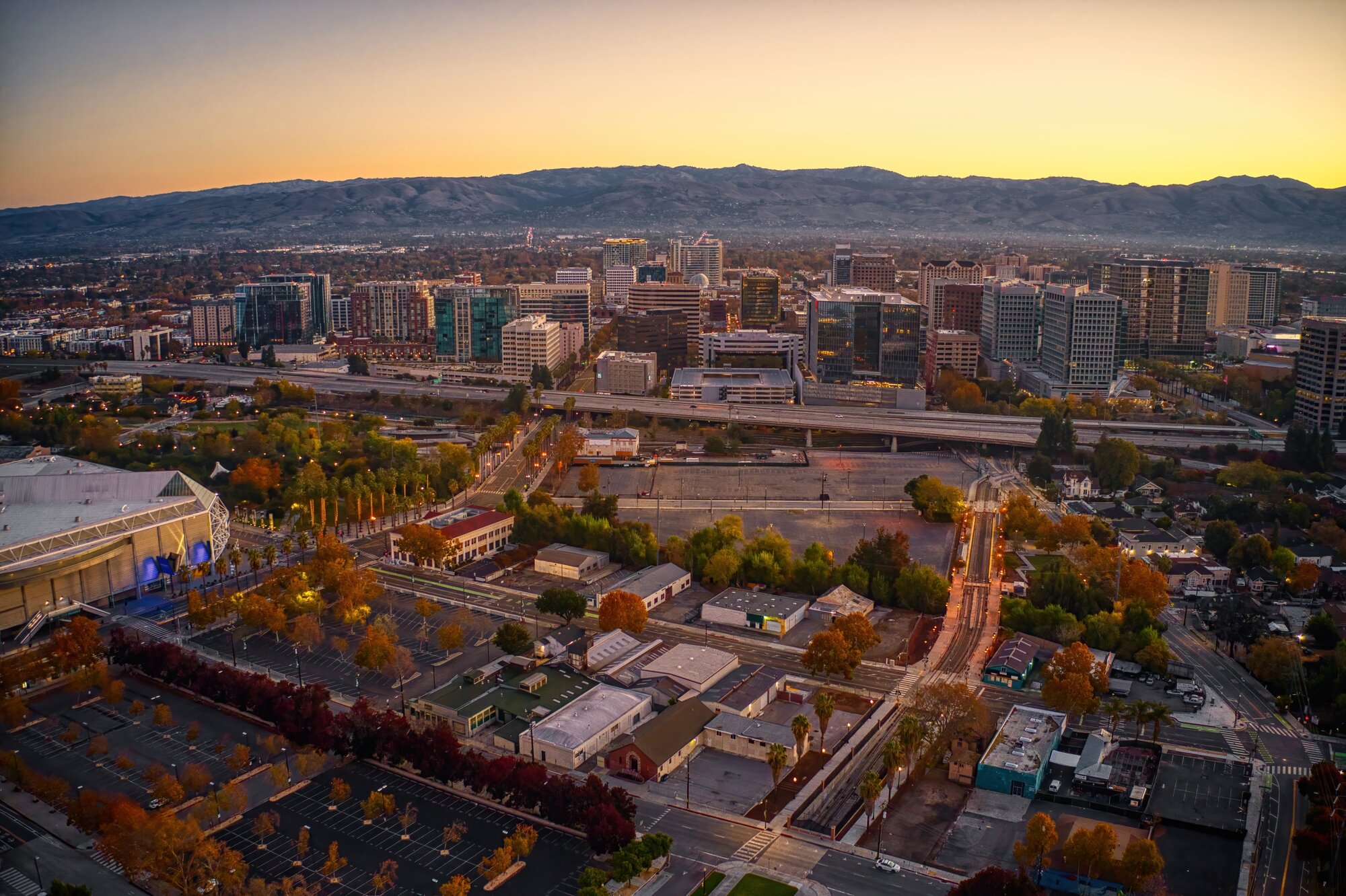 Aerial,View,Of,San,Jose,,California,At,Sunrise